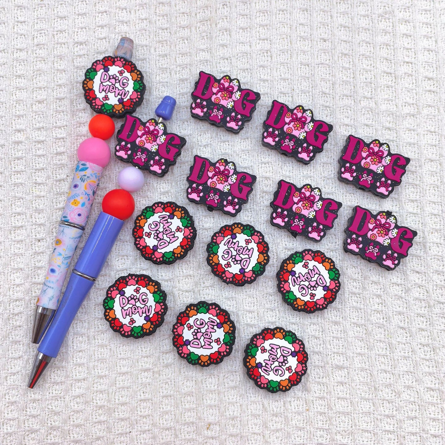 20Pcs Silicone Focal Beads Color Dog Claw Card Design 2