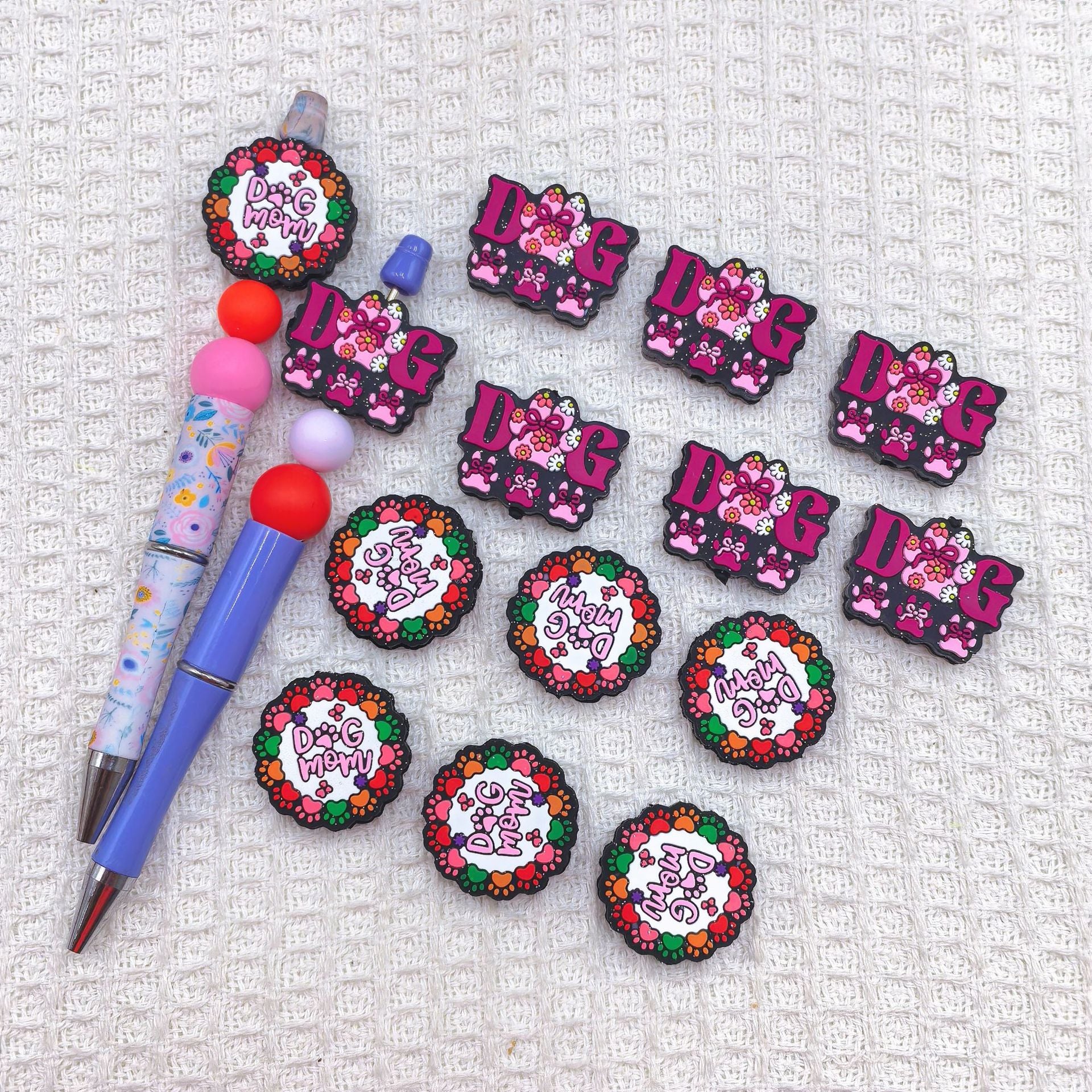 20Pcs Silicone Focal Beads Color Dog Claw Card Design 2