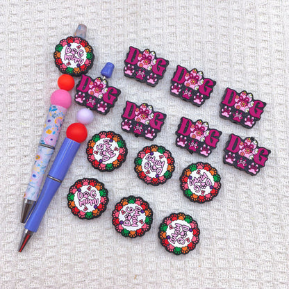 20Pcs Silicone Focal Beads Color Dog Claw Card Design 2