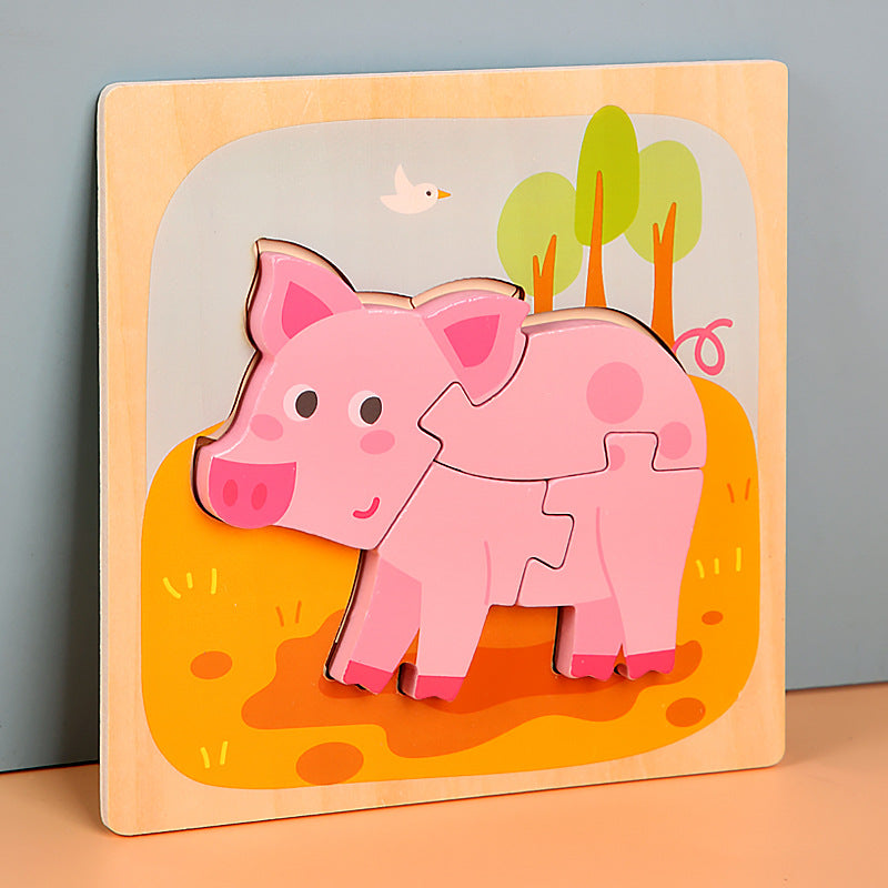 Wooden 3D Animal Puzzle Educational Toy for Kids 15cm 18