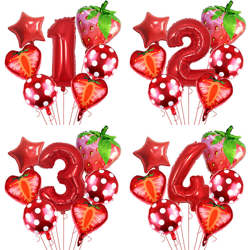 Strawberry Foil Balloon Set Party Decoration 32 Inch