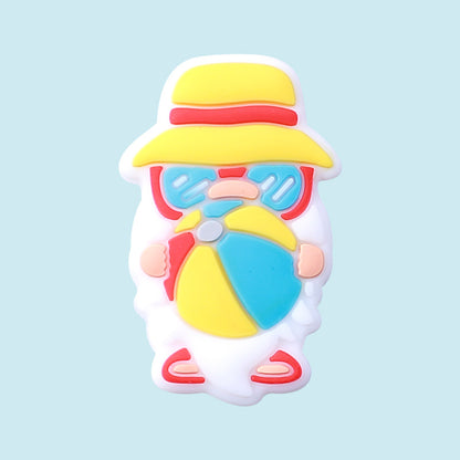 20pcs Silicone Focal Beads Summer Gnome Holding Surfboard and Waterball 7