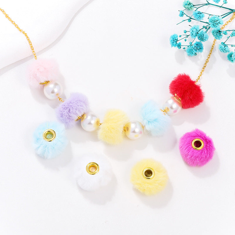 50pcs 20mm Fuzzy Abacus Large Hole Spacer Beads Imitation Rabbit Hair 3