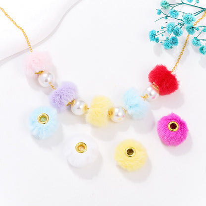 50pcs 20mm Fuzzy Abacus Large Hole Spacer Beads Imitation Rabbit Hair 3