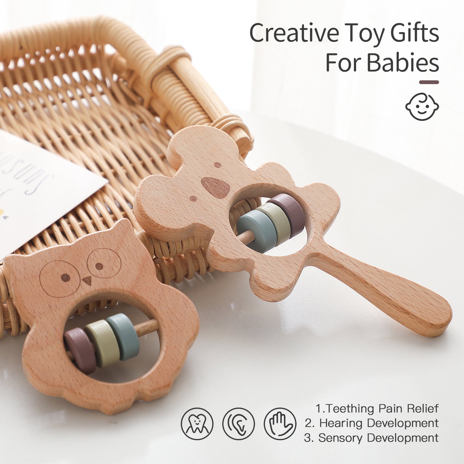 Wooden Koala Teether Toy for Babies Fine Motor Skills 6