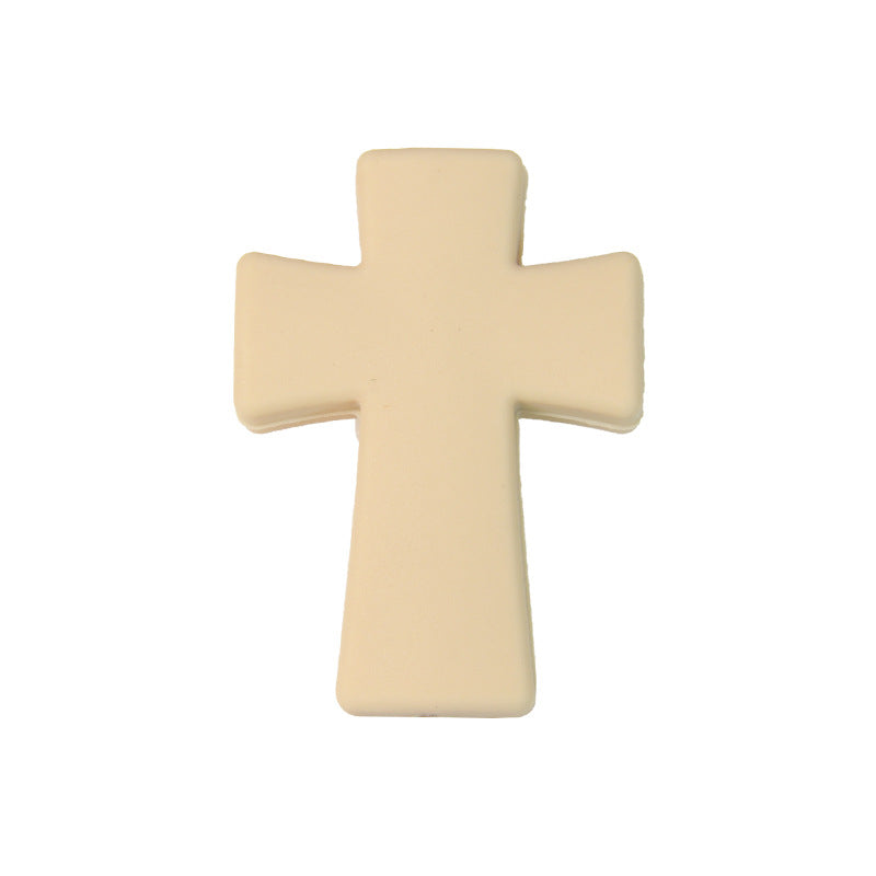 20pcs Silicone Focal Beads Printed Cross With Varied Color Patterns 28