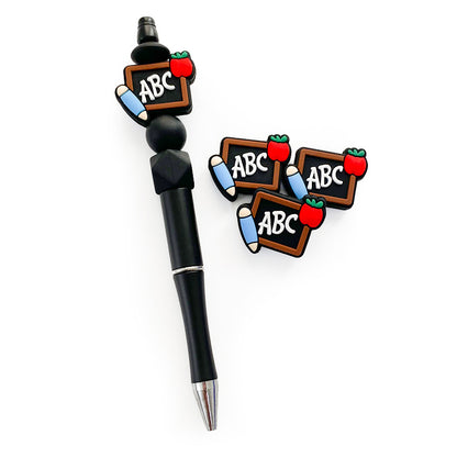 20pcs Silicone Focal Beads Teacher Blackboard with Apple and Pencil 3