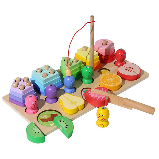 Wooden Montessori Toys Shape Geometry Pairing Column for Toddlers