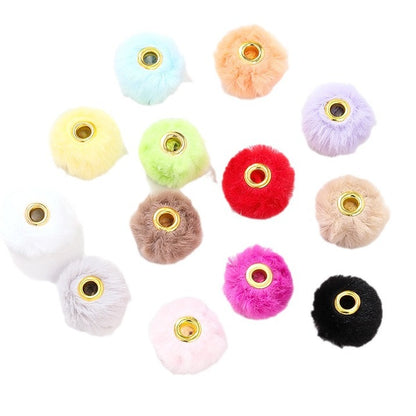 50pcs 20mm Fuzzy Abacus Large Hole Spacer Beads Imitation Rabbit Hair 5