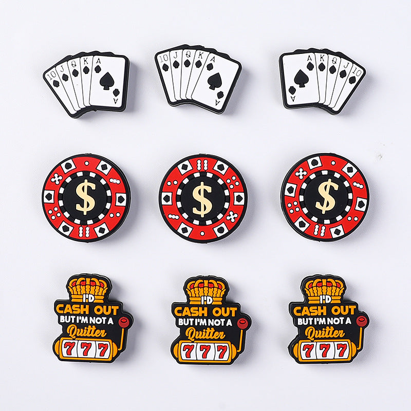 20Pcs Silicone Focal Beads Crown With Printed Text Design 4