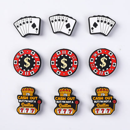 20Pcs Silicone Focal Beads Crown With Printed Text Design 4