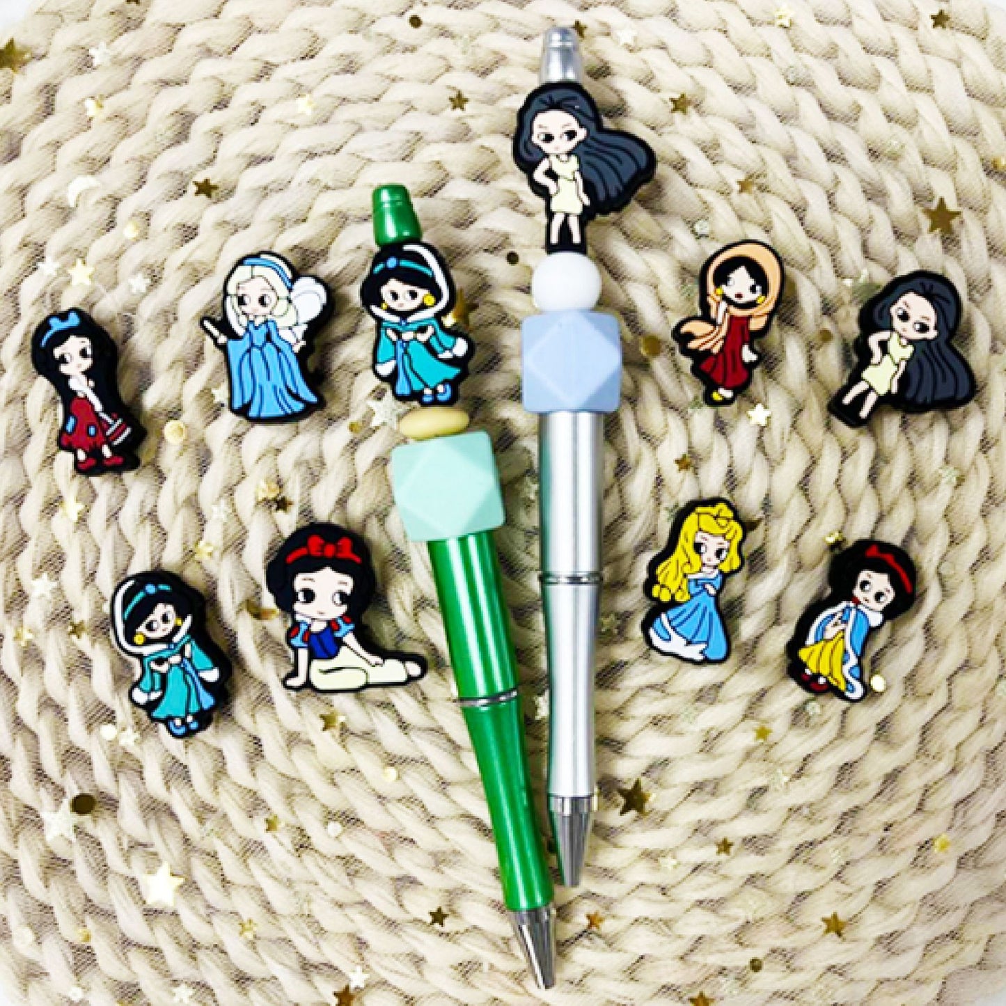 Silicone Focal Beads Cartoon Princess Sitting Pose 2