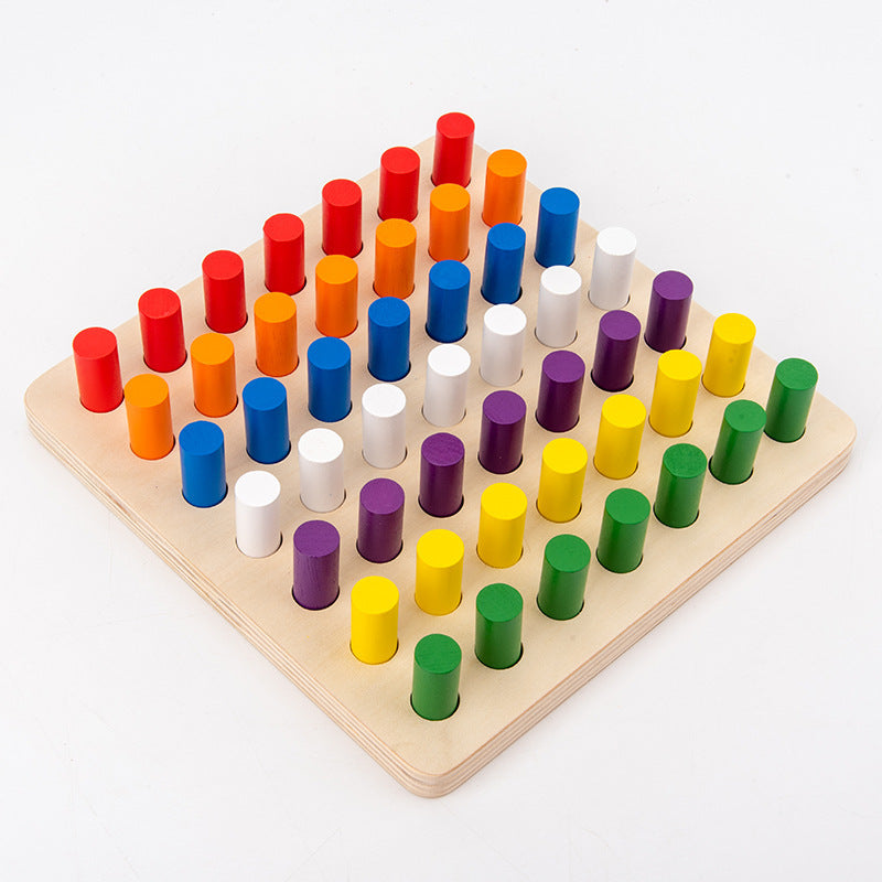 Wooden Montessori Toys Color Sorting Building Blocks 21x21cm 2