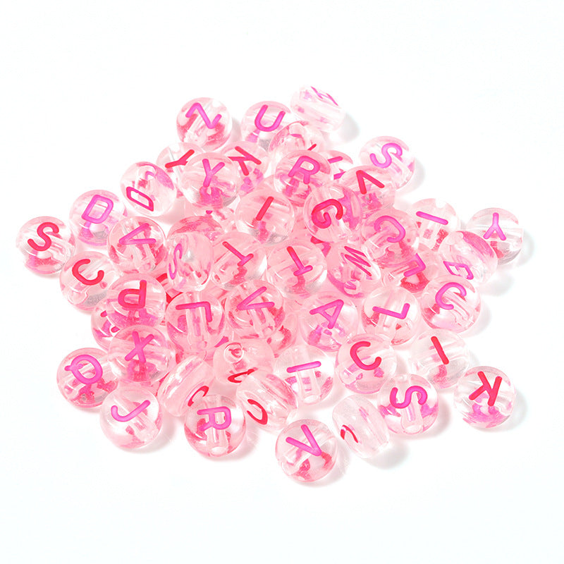 100pcs Letter Acrylic Beads Transparent Candy Color DIY Bracelet Making 22