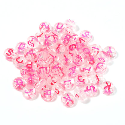 100pcs Letter Acrylic Beads Transparent Candy Color DIY Bracelet Making 22