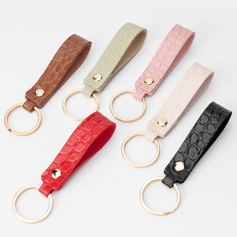 Crocodile Pattern PU Leather Keychain Loop for Women and Men