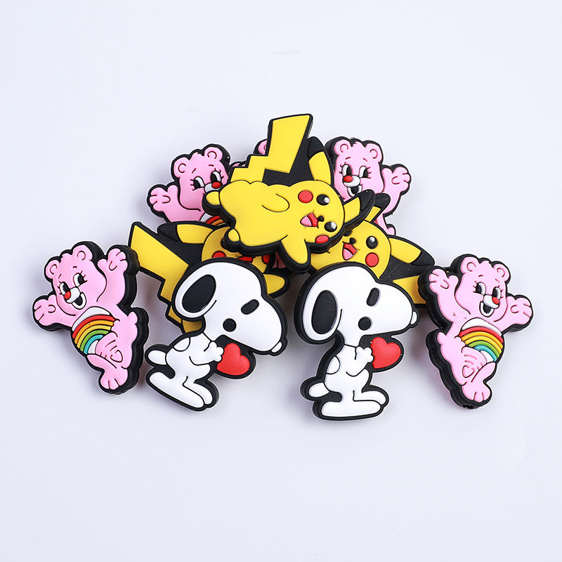 20pcs Silicone Focal Beads White Dog Holding Red Heart 4