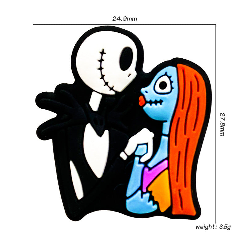20pcs Silicone Focal Beads Blue Skeleton Couple Holding Hands 2