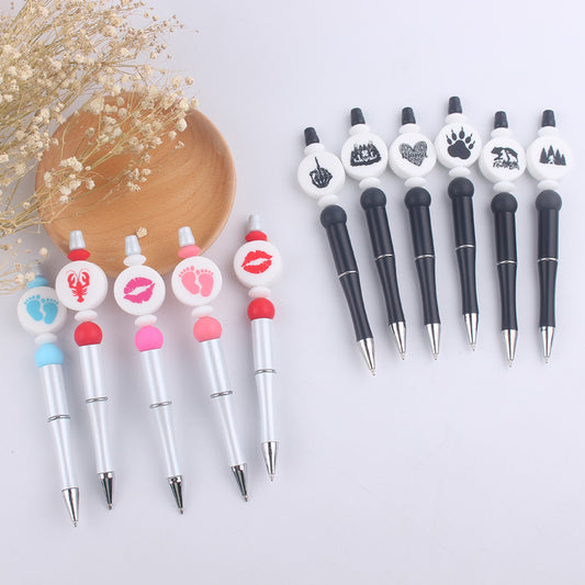 Heart Animal Silicone Beaded Pens Handmade Office School Supplies