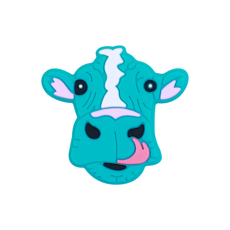 20Pcs Silicone Focal Beads Farm Highland Cattle Square Cow Design 9
