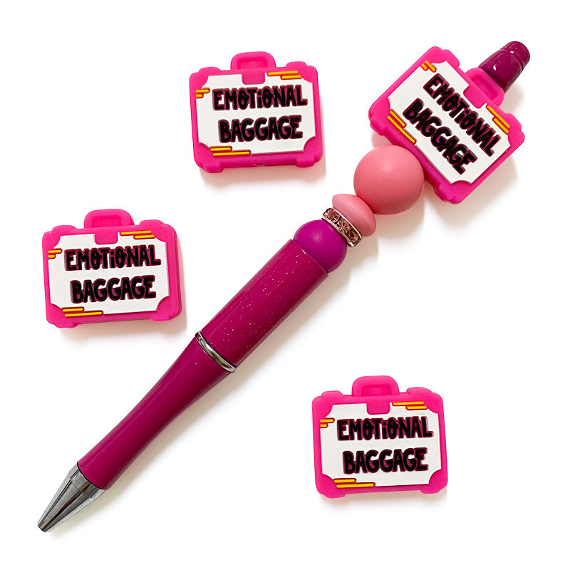 20pcs Silicone Focal Beads Luggage Compartment Emotional Baggage Text 4