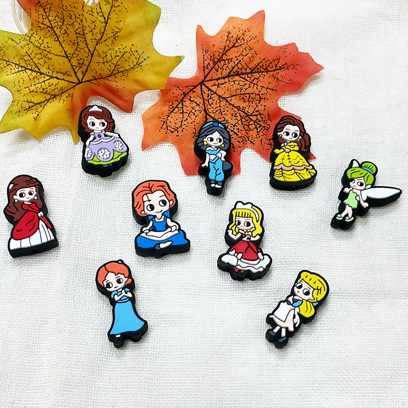 20Pcs Silicone Focal Beads Cartoon Princess Sitting Pose 3