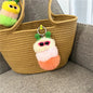 Caterpillar Pom Pom Plush Keychain Cute Furry Charm Accessory 6