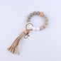 Octagonal Silicone Bead Wristlet Keychain with Tassel Charm 16