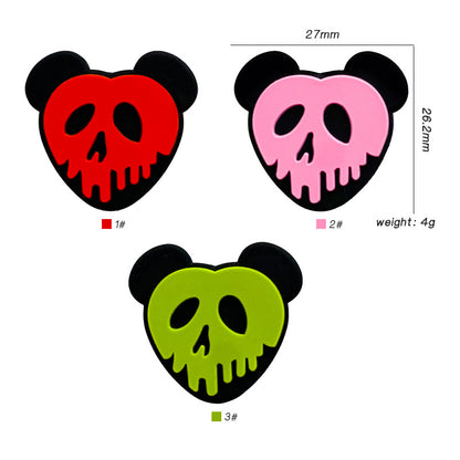 20Pcs Silicone Focal Beads Poison Apple Skull Face Design 2