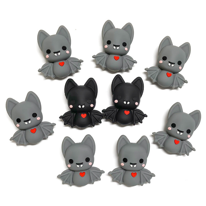 20Pcs Silicone 3D Focal Beads Bat with Heart Detail 5