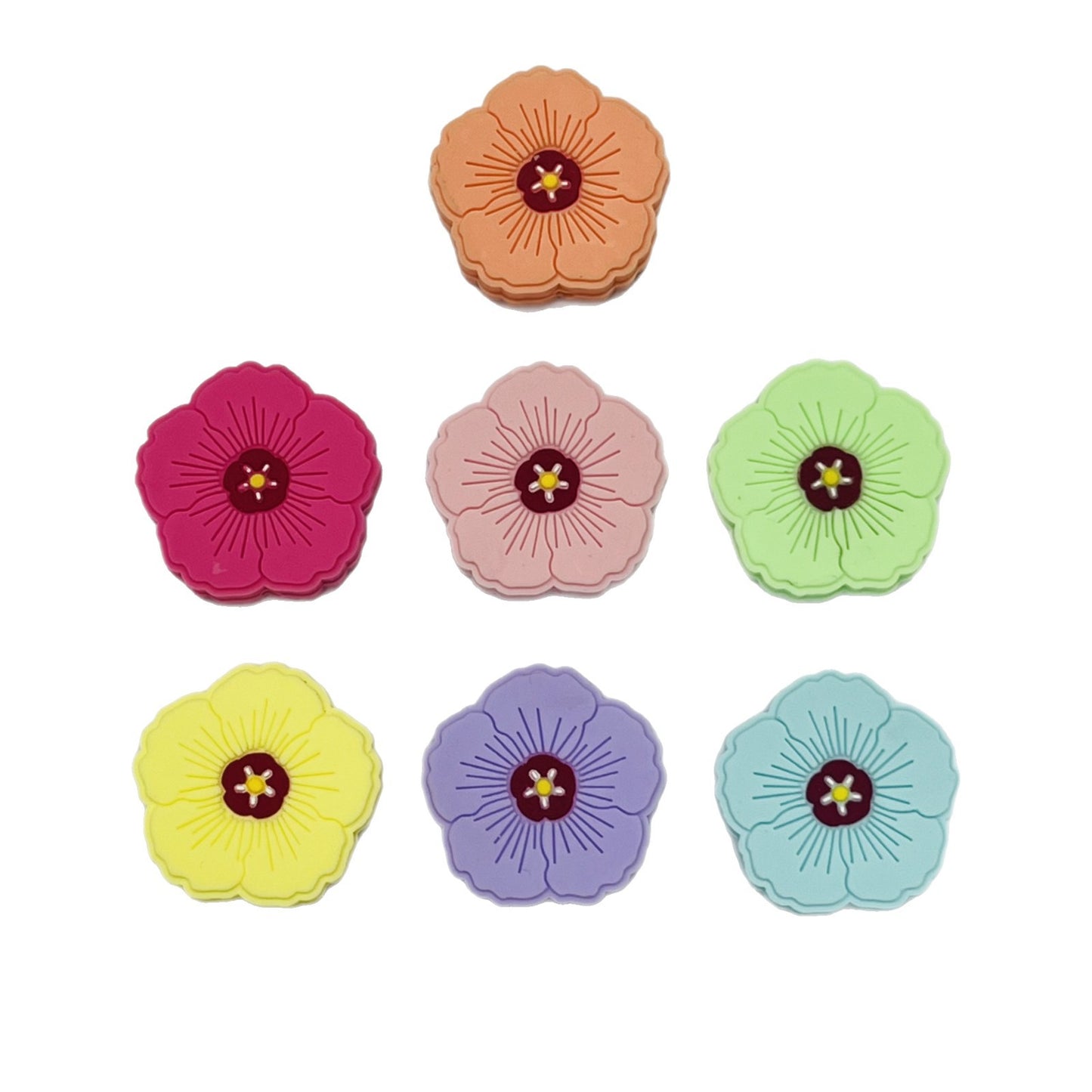20Pcs Silicone Focal Beads Flower Macaroon Color Design 2