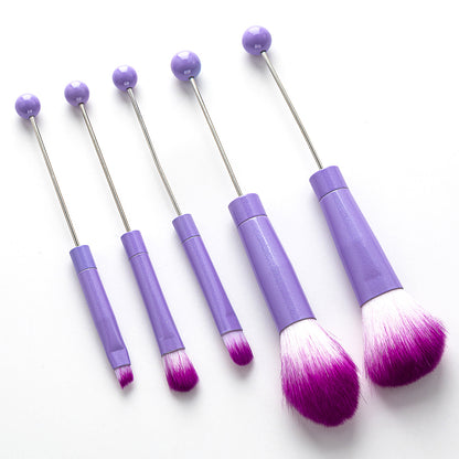 5pcs Beadable Makeup Brush Set Metal DIY Craft Supplies 9