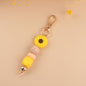 Daisy Silicone Bead Keychain with Wooden Round Bead Charm 13