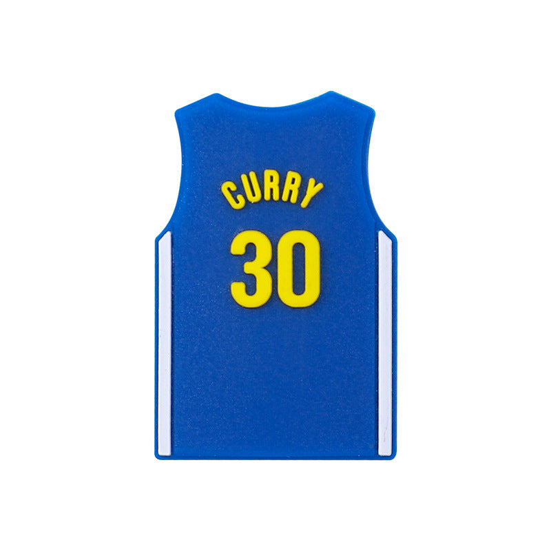20Pcs Silicone Focal Beads Basketball Jersey Design Flat Shape 5