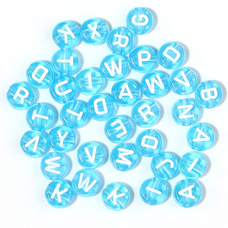 100pcs Letter Acrylic Beads Transparent Candy Color DIY Bracelet Making 14