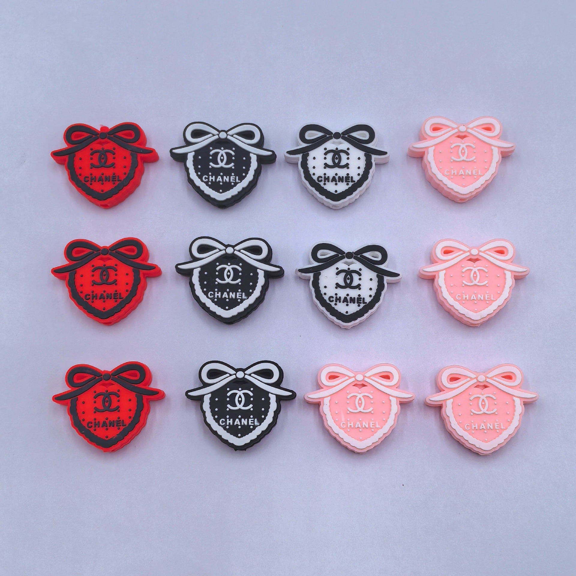 20Pcs Silicone Focal Beads Love Bow Hairpin Design 5