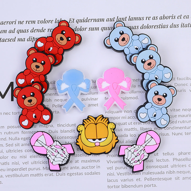 20pcs Silicone Focal Beads Teddy Bear Front Facing 3