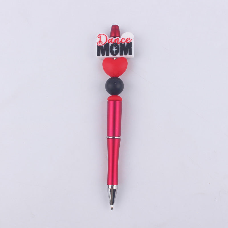 Mom Series Pattern Silicone Beaded Pens Handmade Office School Supplies 11