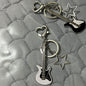 Guitar Five-Pointed Star Zinc Alloy Keychain with Heart Charm 21