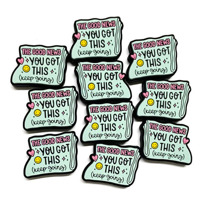 20Pcs Silicone Focal Beads The Good News Message with Printed Text 4