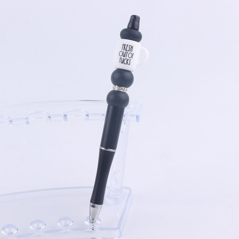 Black Cup Silicone Beaded Pens Handmade Novelty Pen Gift 11