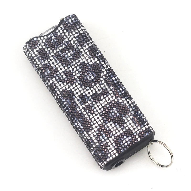 Self Defense Rhinestone Flashlight Electric Shock Keychain 8