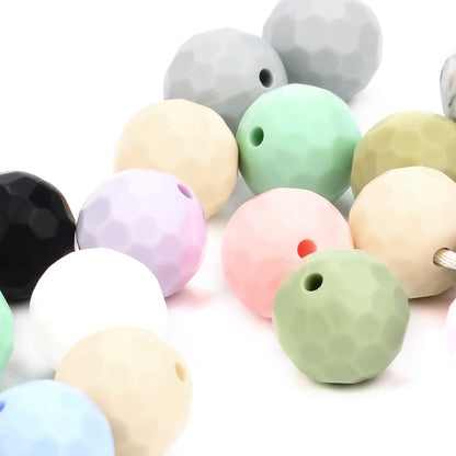 20pcs 12mm 15mm Macaron Polyhedron Silicone Beads Single Color