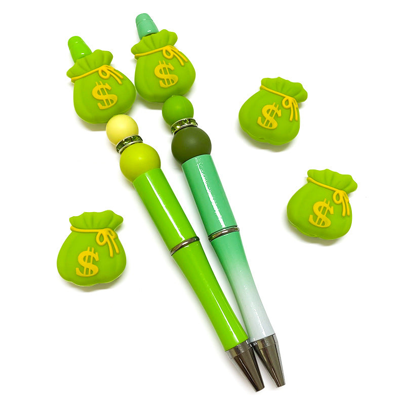 20Pcs Silicone 3D Focal Beads Simulation Money Bag With Dollar Sign 3