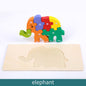 Wooden Building Blocks Animal Traffic Shapes Matching 3D Puzzle Toy 35