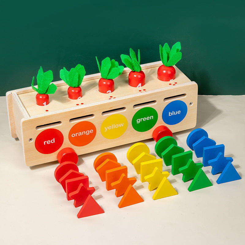 Wooden Shape Pairing Building Blocks Montessori Toys for Kids 2