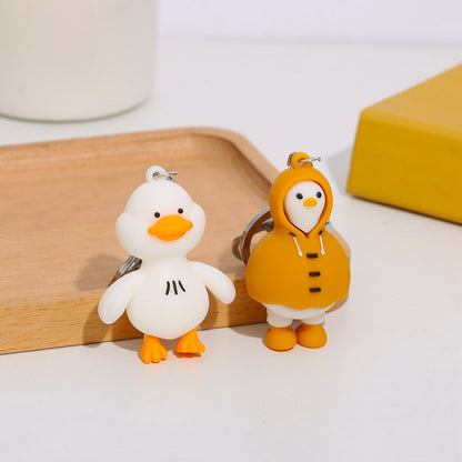 Cartoon Duck Silicone Bead Keychain Cute Soft Rubber Charm