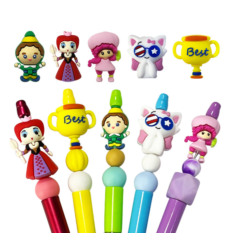 20Pcs Silicone 3D Focal Beads Strawberry Girl Best Trophy Cute Queen Design 5