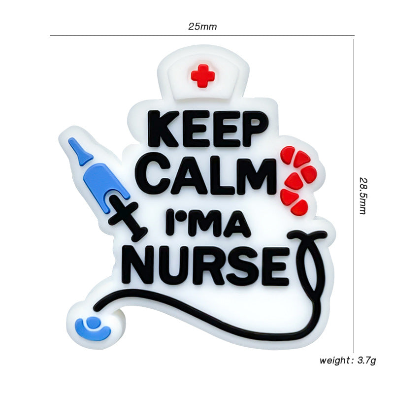 20pcs Silicone Focal Beads Nurse Medical Keep Calm Text with Stethoscope 2