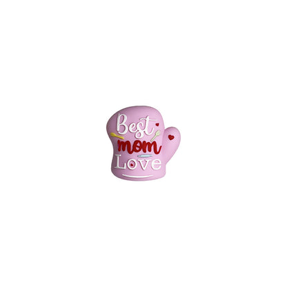 20Pcs Silicone 3D Focal Beads Mother Day Gloves Best Mom Love Print 7